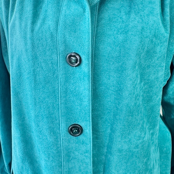 Vintage 80s suede coat, teal, removable quilted liner, tie belt, 8/10 (M/L) - Picture 8 of 13
